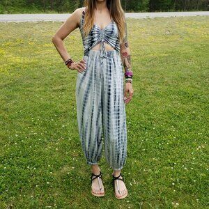 NEW Maverick the Collection Tie Dye Jumpsuit Black Gray - Women's Small
